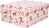 3x Scrolls Papier d'emballage de Noël imprimé blanc / rouge 2,5 x 0, 7m op rol 70 grammes - Papier cadeau de qualité papier de Luxe / papier d'emballage - Noël