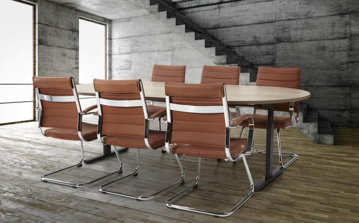 ABC Kantoormeubelen T-poot ovale vergadertafel Quick 240x120cm bladkleur Wit framekleur Wit (RAL9010)