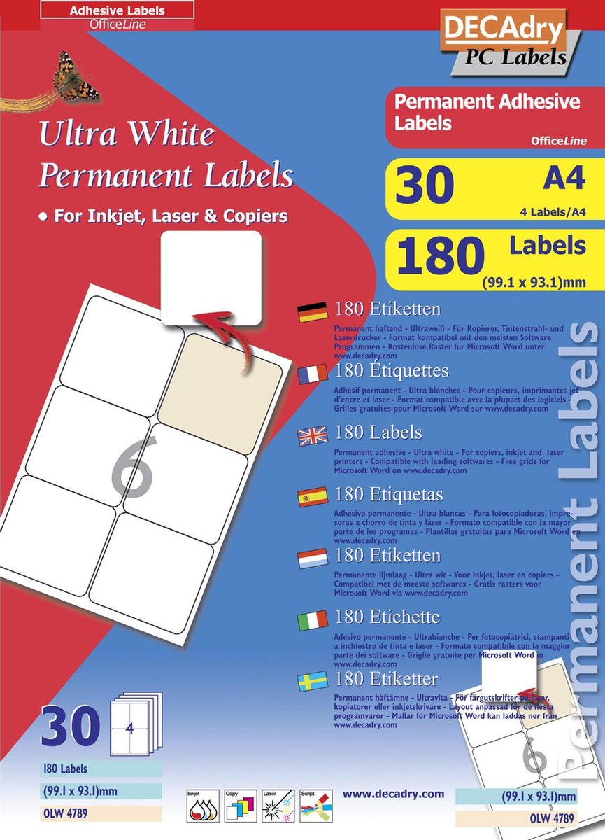 Decadry Etiketten / Labels 99.1 x 93.1 mm