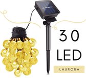 Laurora – Lichtsnoer op Zonne Energie – 30LED – 6m – Ø2.5 cm – 8 standen – Warm wit – Kristal