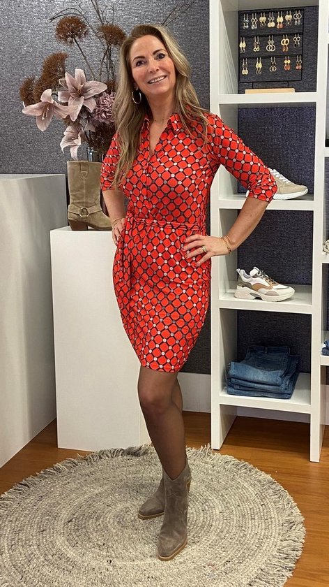 Graf Appal Bevatten Dames jurk - rood - kniehoogte - Angelle Milan | bol.com