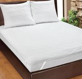 Homee matrasbeschermer wit 90x220 +30cm - eenpersoons matrasoplegger doorgestikt ademend bovenlaag