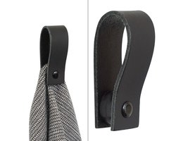 Leren magneet-lus | ZWART (handdoekhaak - handdoekhaakje - handdoeklus - handdoekhanger)