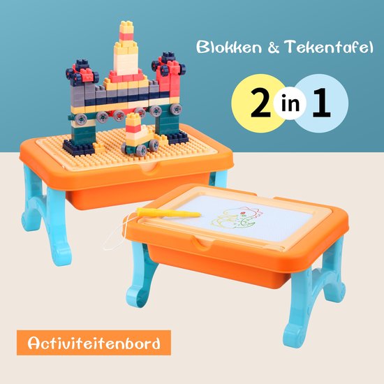 Standaard investering Omgeving Blokkentafel & Magnetisch tekenbord 2 in 1 - Speeltafel - Speeltafel met  blokken -... | bol.com
