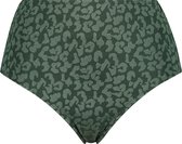 Hunkemöller Dames Badmode Hoog bikinibroekje Tonal Leo  - Groen - maat M