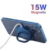 Aluminium Magsafe Oplader iPhone 12/12 Pro - 15 Watt mét mobiele telefoon houder + USB-C kabel - Apple - Magnetische Draadloze Oplader - Magsafe - Wireless Charger - iPhone - Qi technologie –