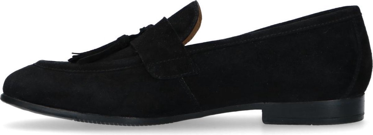 Manfield - Dames - Zwarte suède loafers met kwastjes - Maat 40 | bol.com