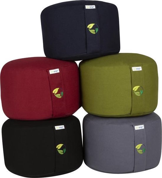 Meditatiekussen Ecoyogi Olijf Groen Rond Extra Hoog 20 cm x 30 cm (Hoogte x Diameter) - Wasbare Buitenhoes - Aanpasbare Boekweit Vulling - 100% Gecertificeerd Biologisch Katoen - GOTS Gecertificeerd - Duurzaam Yoga zit kussen - Yogakussen van Merkloos — afbeelding 4