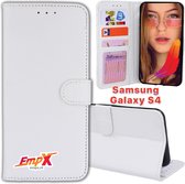 EmpX.nl Galaxy S4 Wit Boekhoesje | Portemonnee Book Case voor Samsung Galaxy S4 Wit | Flip Cover Hoesje | Met Multi Stand Functie | Kaarthouder Card Case Galaxy S4 Wit | Beschermhoes Sleeve |