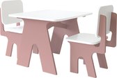 Dipperdee houten tafel met stoeltjes - roze wit