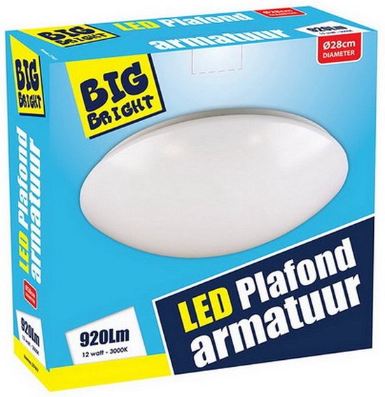 Big Bright LED Plafond/Wandlamp 12W 3000K 28cm