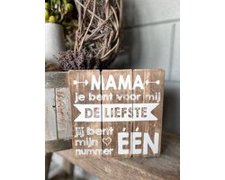 Tekstbord Mama de liefste / Natural / moederdag cadeautje / cadeau / verjaardag
