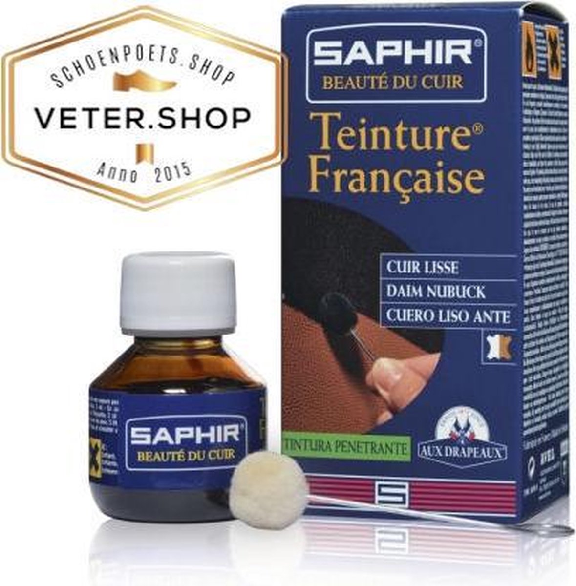 Peinture cuir Saphir Tenax - aérosol - 400 ml, Saphir 021 blanc