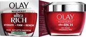 Olay Regenerist Ultra Rich Dagcrème - Vitamine B3 Peptide en Sheaboter - Parfumvrij - 50ml - Droge huid