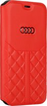 Audi hoesje - Rood - iPhone 12 Mini - Book Case - Q8 Serie - Genuine Leather