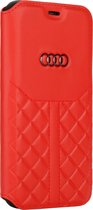 Audi hoesje - Rood - iPhone 12 - 12 Pro - Book Case - Q8 Serie - Genuine Leather