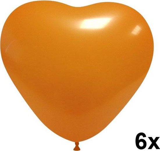 Hartjes ballonnen oranje, 6 stuks, 28cm
