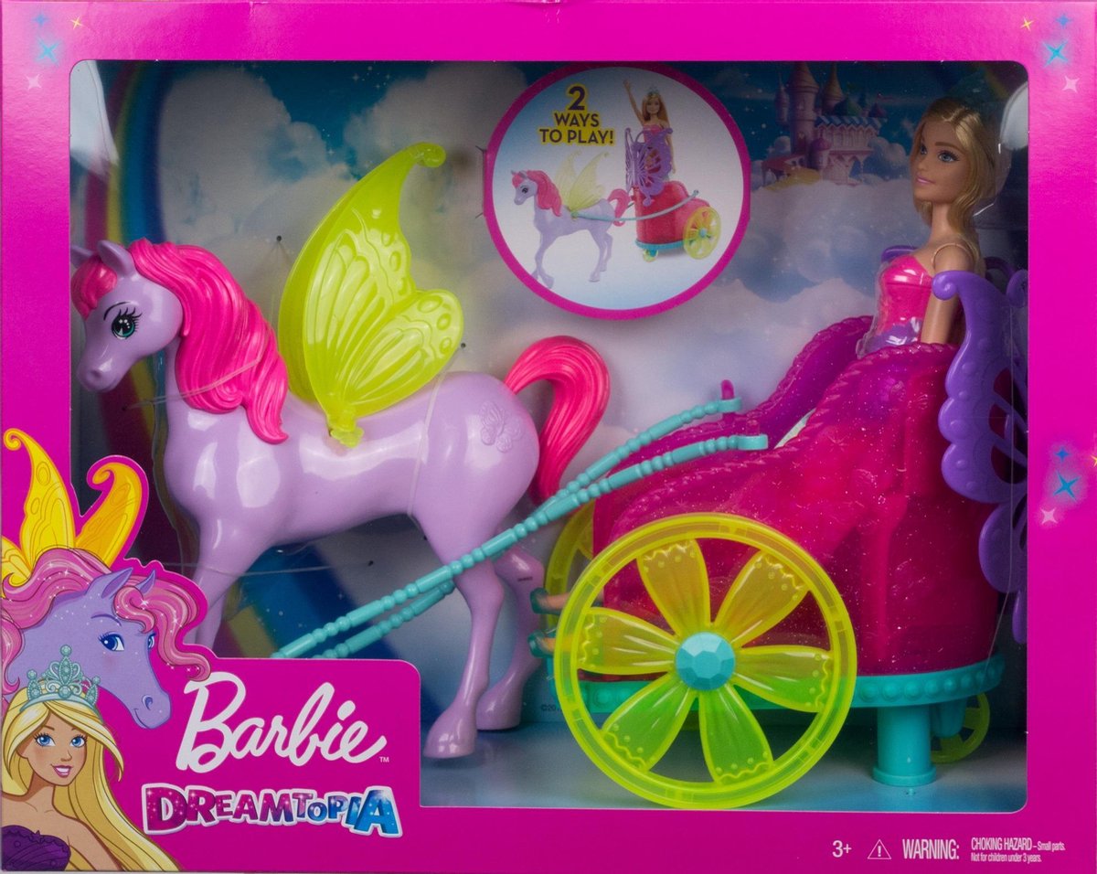 acuut Hoeveelheid geld benzine Barbie Dreamtopia Prinsessen Pegasus en Koets | bol.com