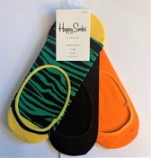 2 x 3 pack ,Happy Socks,  Liner, Kleur Zebra groen, zwart en oranje, maat 41-46