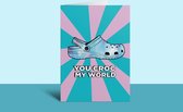 Kaart - You Croc My World - Blauw - Roze - Crocs - Kinderen - Cadeau - Verjaardag - Grappig