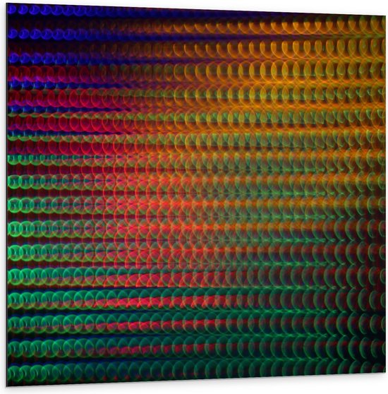 Dibond - Gekleurde Bellen - 100x100cm Foto op Aluminium (Wanddecoratie van metaal)