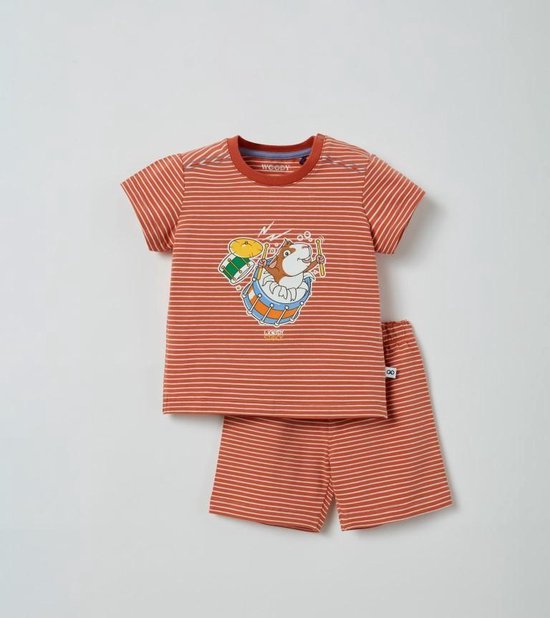 Woody pyjama baby - donkerrood-gebroken wit gestreept - cavia - 211-3-PZA-Z/946 - maat 62