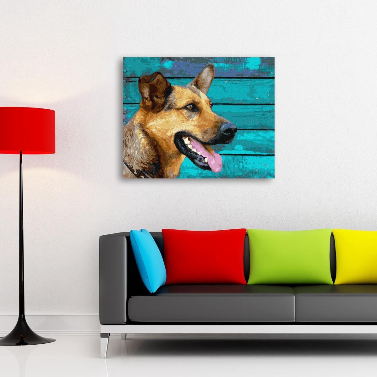 Schilderen Op Nummer Volwassenen DIY Paint By Number Compleet Hobby Pakket op Frame met Vernis - ®Arty Bee - Trotse Herder 50x40cm — afbeelding 5