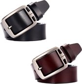 2 PC/zwart/bruin/Lederen heren riem -100% gemaakt van echt runder leder,italiaans ,riemen heren leer ,leren riem voor heren  lederen riem,riemen heren , jeans riem, Verstelbare Riem, Set of 2