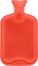 Warm water kruik | Hot water bottle | Navulbare kruik| Dubbelzijdig geribbeld - Rood - 2 liter