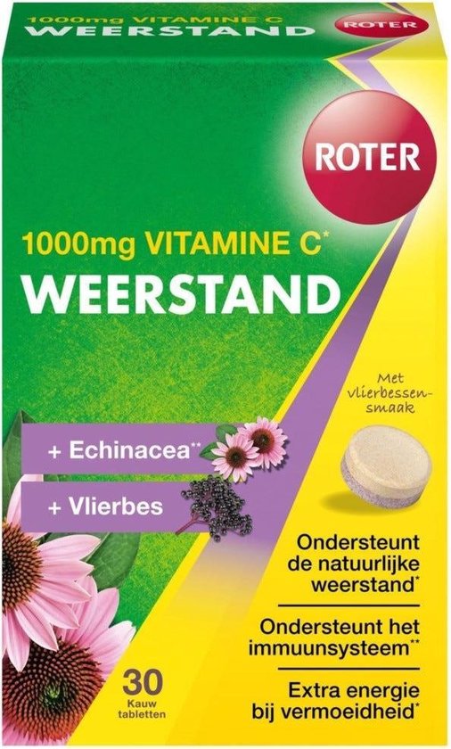 Roter Vitamine C mg Weerstand - Vitaminen - 30 kauwtabletten