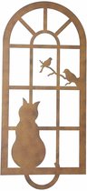 Schuttingbord kat in venster