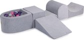 MeowBaby® Foam Speelset met ballenbak Grijs incl 100 ballen: Violet, Transparant, Licht Roze, Grijs