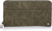 Yoonz - Portemonnee - Snake Print - Army Groen - Rits Portemonnee - Voorvakje - Achtervakje Met Rits - Kunstleer