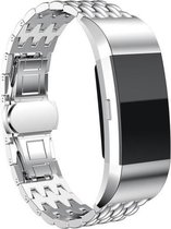 Stalen Smartwatch bandje - Geschikt voor  Fitbit Charge 3 stalen draak band - zilver - Horlogeband / Polsband / Armband