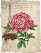 Voorbedrukt borduurpakket op Aida Romantische roos Needleart World 650.029