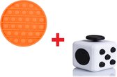 Fidget Toys Pakke - Fidget cube + pop it oranje (COMBI-DEAL) - Simple Dimple & friemelkubus - Simpl Dimpl - Pop it bubble – Tiktok – Popper – Fidget pad – Anti stress speelgoed – Stressbal – 