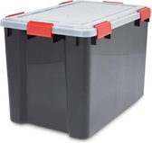 IRIS Air Tight Box Boîte de rangement hermétique avec 6 clips de fermeture - 70l - Plastique - Noir / Transparent