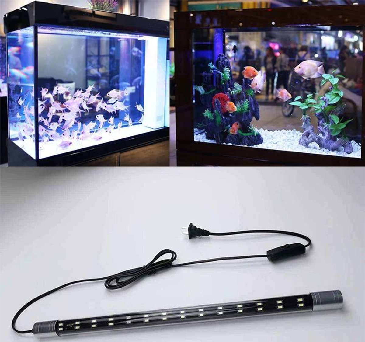 Aquariumverlichting 46cm Aquariumlamp van glas 120cm snoer LED