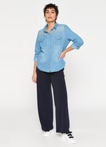 LOLALIZA Denim hemd met strass steentjes - Blauw - Maat 42