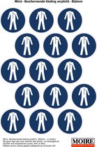 Pictogram sticker 75 stuks M010 - Beschemende kleding verplicht - 50 x 50mm - 15 stickers op 1 vel