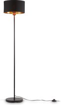 B.K.Licht - Lampadaire - noir-doré - lampadaire - abat-jour en tissu - lampe de salon - excl. 1x E27