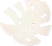 Terracotta schaal, monstera blad, afm 21,6x20,3 cm, h: 3 cm, wit, 1stuk