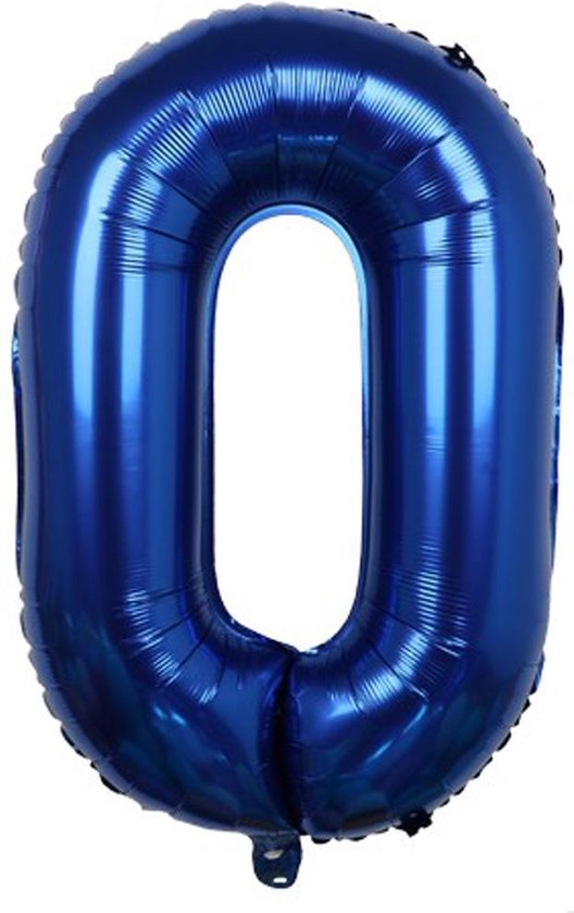 Folieballon / Cijferballon Blauw XL - getal 0 - 82cm