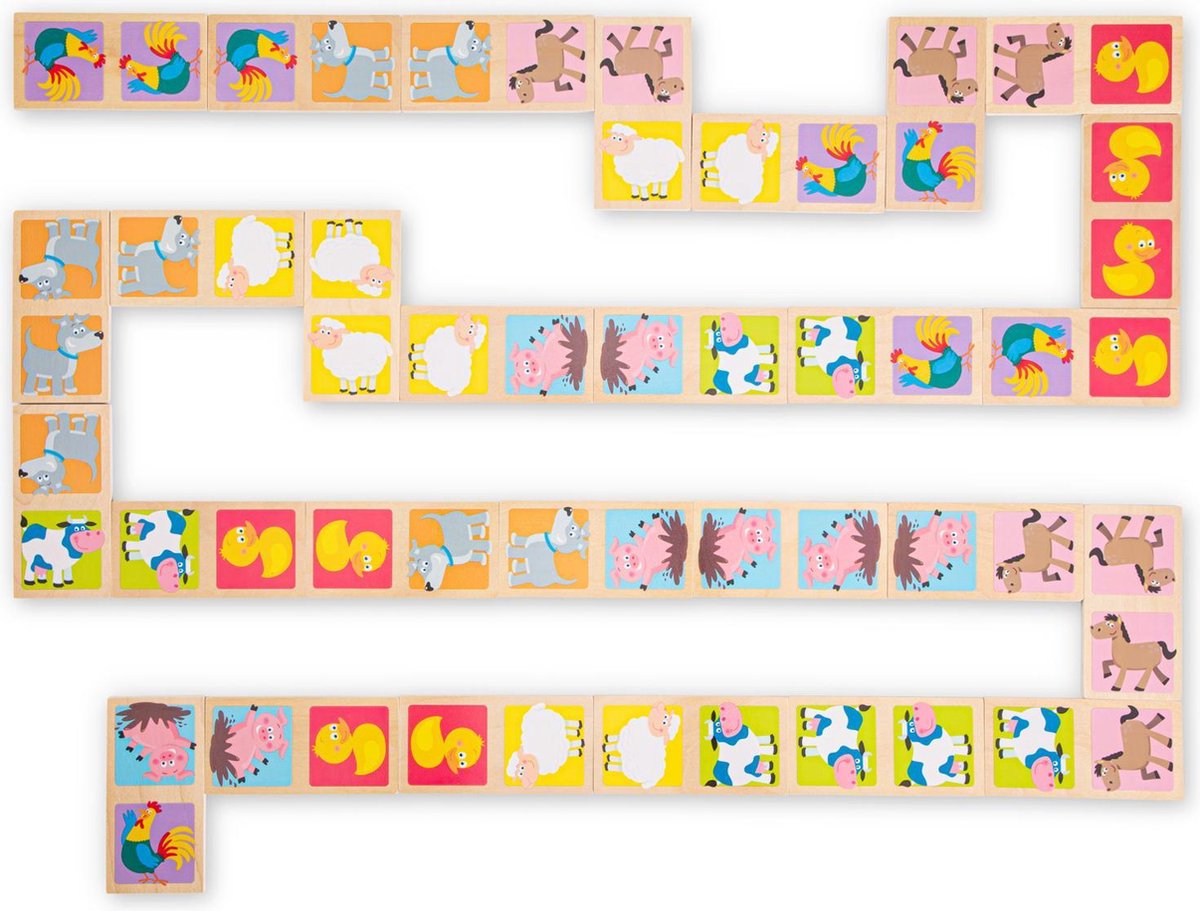 Woet® Houten Domino Spel met Dieren - Spelletjes voor Kinderen - FSC - Inclusief Opbergzak - Educatief Speelgoed - Vanaf 2 Jaar — afbeelding 2