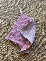 De laatste! Sale! Speendoekje - speenkoort - hydrofiel met veren roze - kraamkado