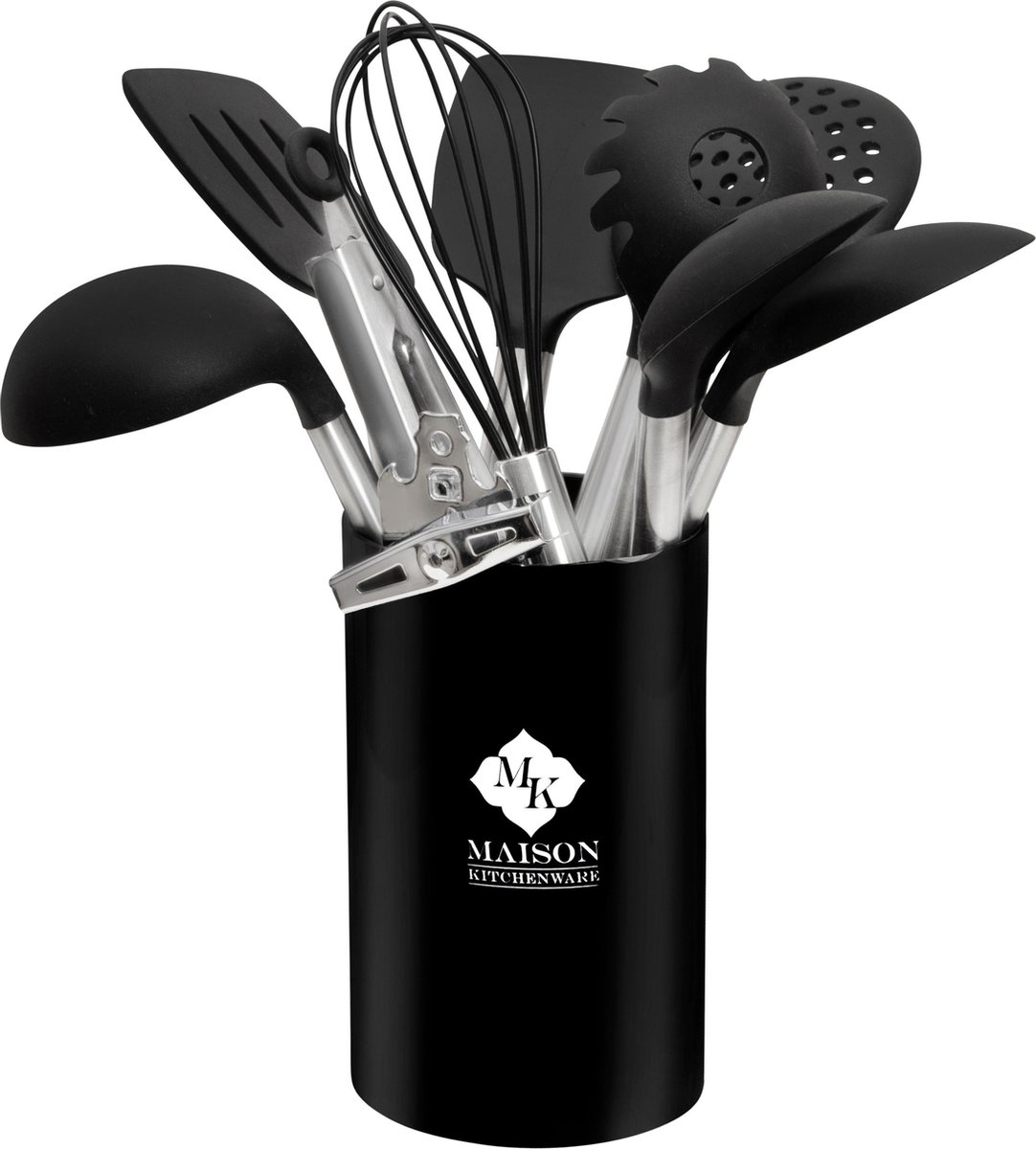 Maison Kitchenware Keukenset 10 stuks RVS/Siliconen inclusief Houder