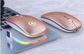 Computermuis - Draadloze muis - Rosé Gold -  muis met draadloze USB receiver en verlichting -  - Oplaadbare muis van .