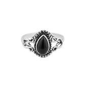 Feyre | Ring 925 zilver met edelsteen zwarte onyx | Maat 16,5