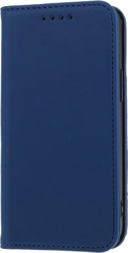 Leren bookcase - standaard en kaartgleuven - iPhone 12 mini- blauw