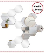 Hexagon plakspiegel - 80x70x40mm - 12 stuks - Wandspiegel zonder boren - Decoratieve zilverkleurige plakspiegel
